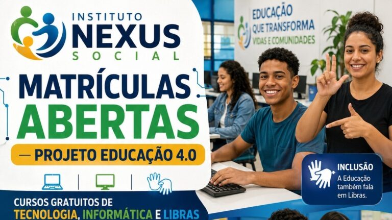 cursos gratuitos, tecnologia Barreiros, Libras Pernambuco, educação 4.0, Nexus Social