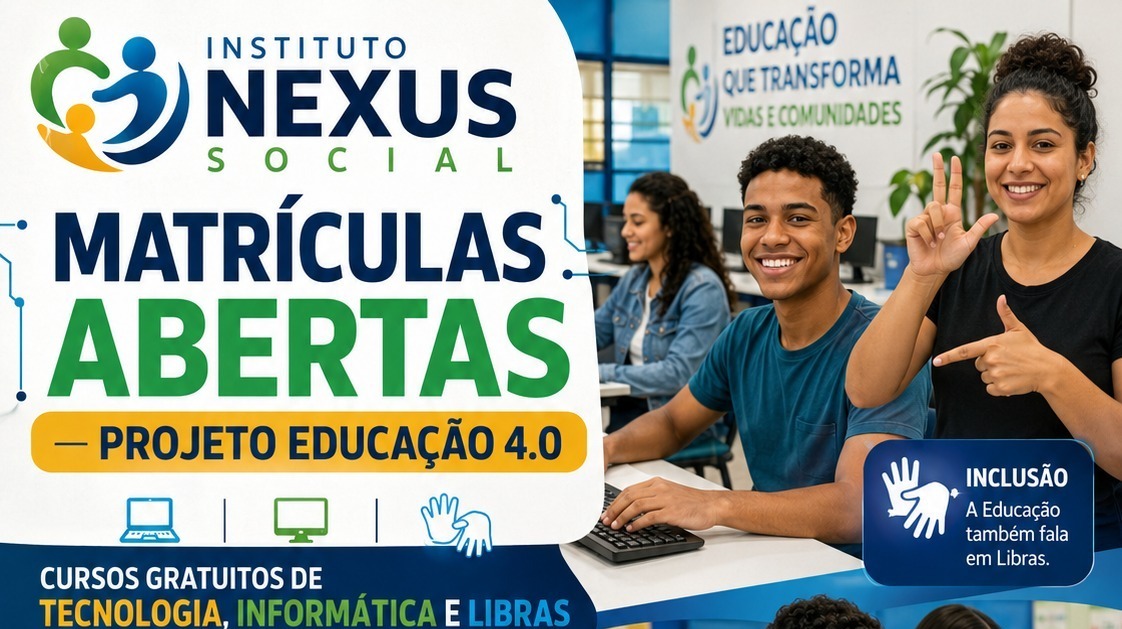 cursos gratuitos, tecnologia Barreiros, Libras Pernambuco, educação 4.0, Nexus Social